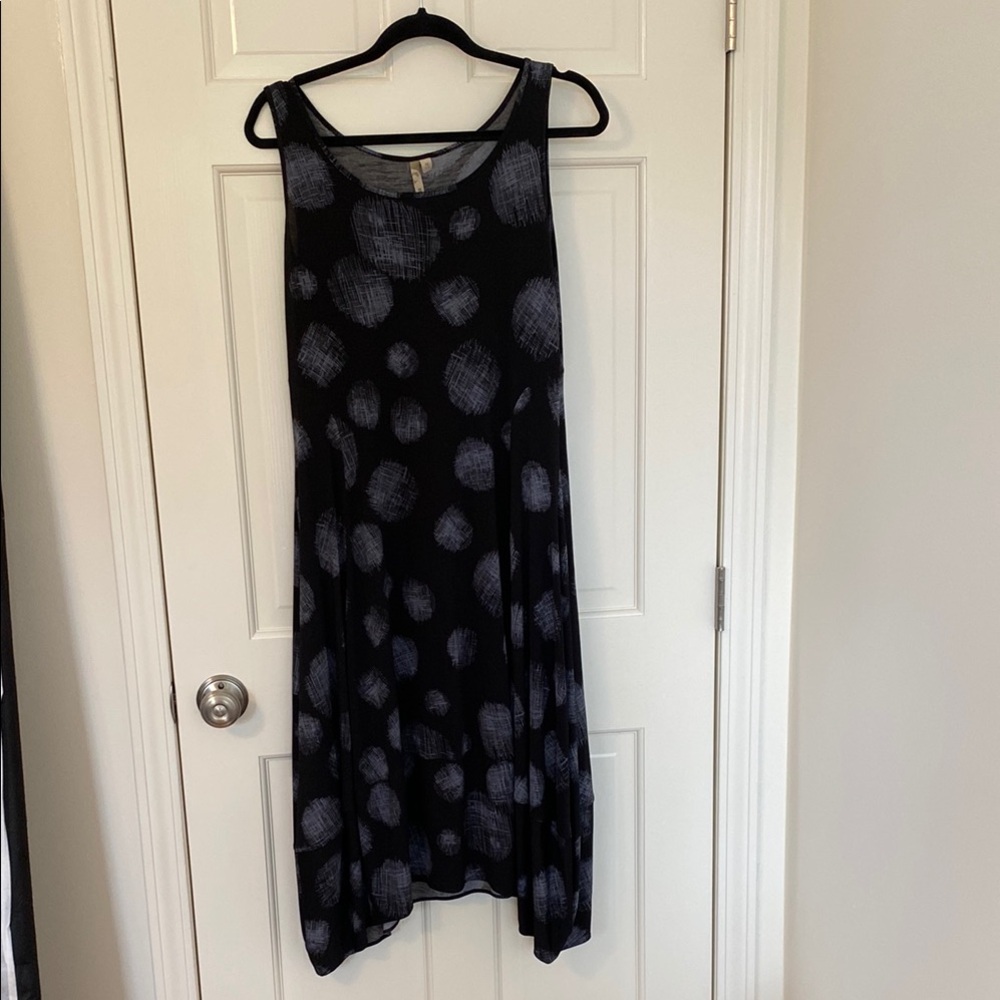 Comfy USA Black and Gray Sleeveless Dress L